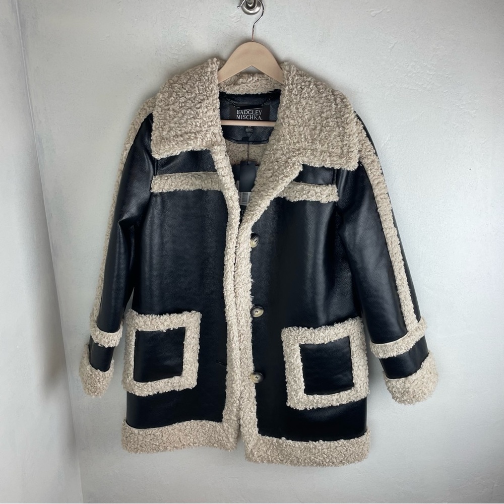 Badgley Mischka Black and Cream Teddy Jacket